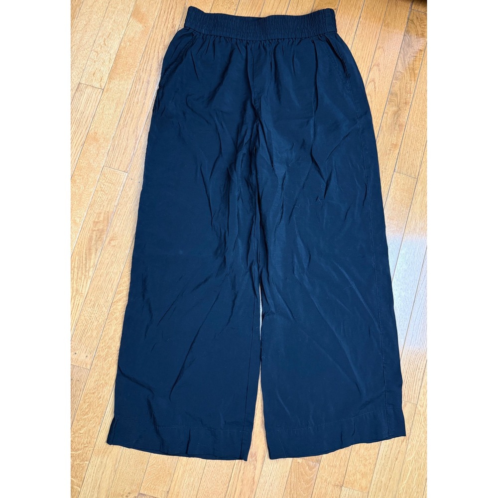 Madewell Black Lenzing Modal Wide Leg Pull On Elastic Waist Pants Small Petite - Picture 5 of 8